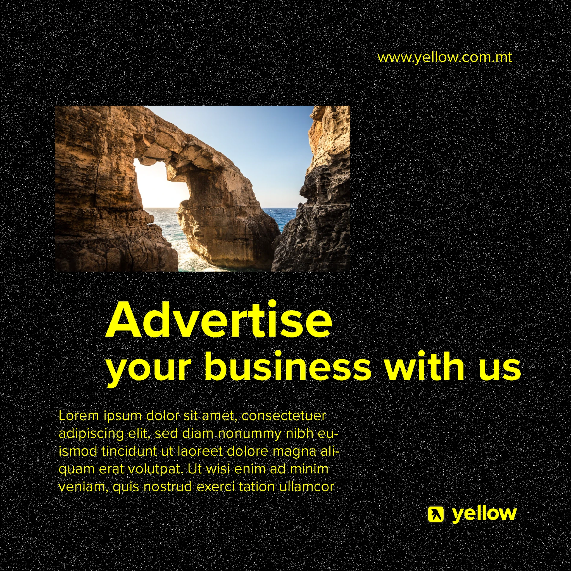 Yellow Malta social post — Advertise your business with us