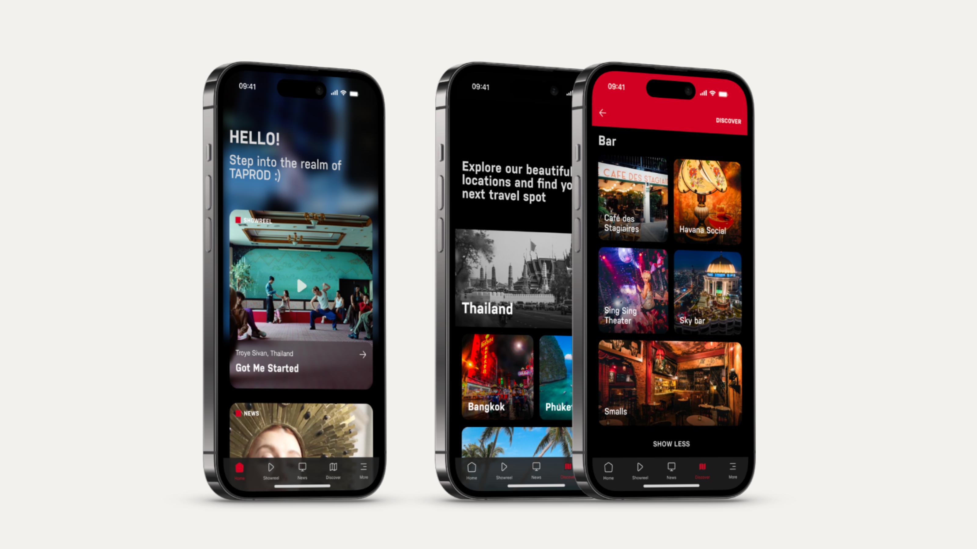 Final TaProd app presented in the original three-phone PDF layout